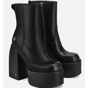 NAKED WOLFE Jailbreaker Leather Ankle Boots Platform Chunky Heel Grunge Punk